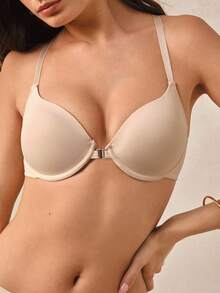 Hourtrue Damen Sexy Spitzen-Rücken-Schleife BH, Front-Verschluss bequem & glatt, multifunktionaler atmungsaktiver Push-Up BH - Aprikosenfarben - Übersicht 5