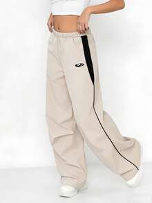 Classic Casual Pants, Comfortable For Home, Outdoor, Sports, Versatile Matching With Jackets And Tops, Colorblock Design Showcases Youthful Vibrancy - Apricot - View 3
