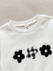 Blossori Baby Girls French Elegant Round Neck Floral Embroidered Pullover Sweatshirt/Pants Set - Multicolor - View 6