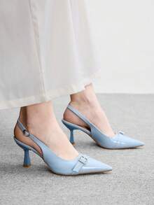 CUCCOO BIZCHIC 女款後扣式尖頭優雅中跟高跟鞋 - 淺藍色 - 查看 6