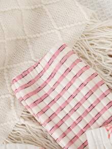 SHEIN Playful Pals Baby Girl Bow Print, Striped, Solid Color Long Sleeve Set - Pink - View 11