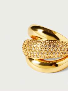 Glisma 18K Gold-Plated 1pc Metallic, Party,Prom,Rhinestone Encrusted Open Ring,Luxury For Party, Casual - Gold -3 - View 5