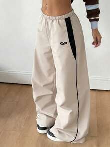 Classic Casual Pants, Comfortable For Home, Outdoor, Sports, Versatile Matching With Jackets And Tops, Colorblock Design Showcases Youthful Vibrancy - Apricot - View 1