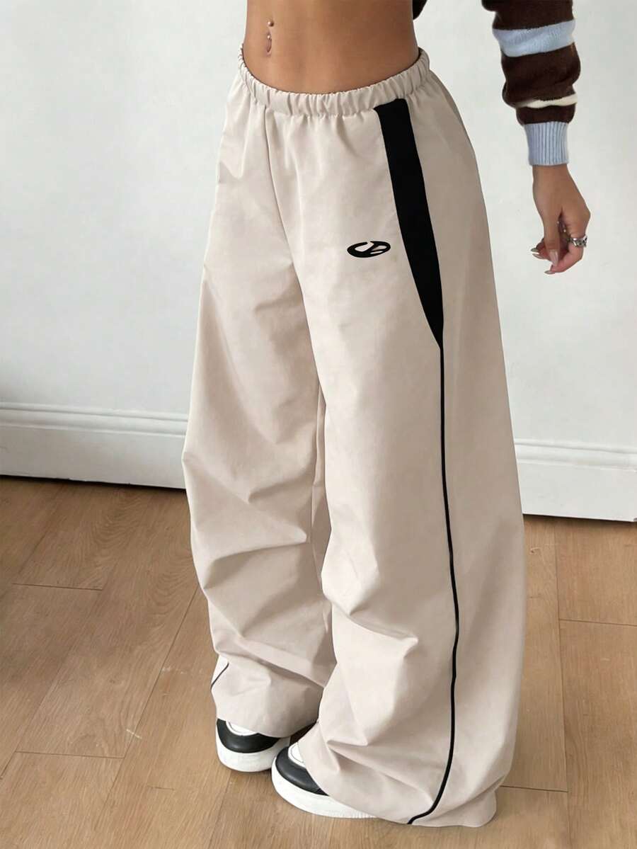 Classic Casual Pants, Comfortable For Home, Outdoor, Sports, Versatile Matching With Jackets And Tops, Colorblock Design Showcases Youthful Vibrancy - Apricot - View 1