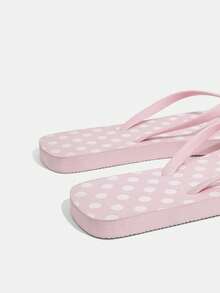 Grefit Women's Silver & Blue Glitter Lace Print Flat Flip Flops, Suitable For Home, Beach, Outdoor, Travel & Vacation For Christmas Summer - Pink - View 4