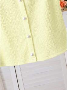 SHEIN Young Girl Knitted Solid Color Patchwork Contrast Color Floral Ribbon Casual Vest - Yellow - View 8