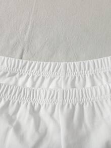SHEIN 女童春/夏款細肩帶上衣與短褲內衣套裝 2件組 素色/多色 - 白色 - 查看 5