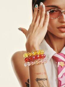 Popjeli 3-Piece Color Laser Beaded Bracelet, Simple Multi-Purpose Stackable Jewelry, Minimalist/Vintage/Elegant, Perfect For Mom/Lady/Girl/Mother, Summer/Beac - Multicolor - View 5