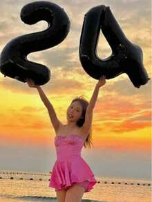 POKOJA LAND 1pc 40-Inch Simple Black Number Balloon, Birthday Party Decor Foil Number Balloon, Anniversary Decoration, Party Decor, Atmosphere Decor, Suitable For Birthday Decor, Party Supplies, Number Balloon, Applicable For Birthday, Wedding - multicolor - View 8