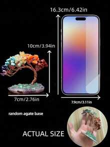 1pc Natural 7 Chakra Crystal Tree – Healing Gemstone Bonsai With Agate Base, Feng Shui Money Tree For Home Office Decor, Wealth Luck Gift For Birthday Graduation - multicolor - View 4