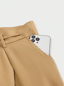 SWAVVY Men's Fashion Commuter Solid Color Curved Leg Pants - Khaki - View 6