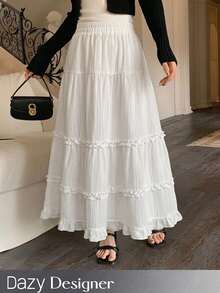 DAZY Women's White Textured Skirt Fall - White - View 1
