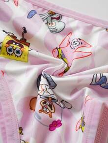 SpongeBob SquarePants | SHEIN Women's Cartoon Print Casual Daily Triangle Panties 3-Pack - Pink - View 6