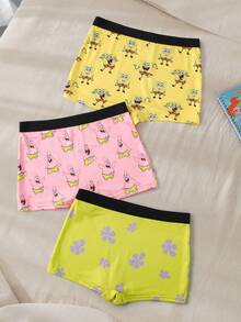SpongeBob SquarePants | SHEIN Women's Colorblock Cartoon Print Casual Daily Hipster Panties - Multicolor - View 2