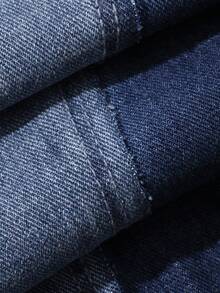 FRIFUL Celana Jeans Denim Wanita Kasual Serbaguna untuk Pemakaian Sehari-hari, Potongan Lebar, dengan Saku dan Kancing - Biru - View 9