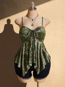 SHEIN ICON 女款大尺碼復古性感千禧風 Y2K 海灘度假波希米亞風綠色佩斯利花紋 - 彩色 - 查看 3