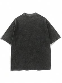 SUPERMAN X SHEIN TOKVUE Men's Minimalist Printed Round Neck Short Sleeve T-Shirt Cotton, Holiday - Black - View 6