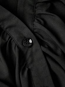 SHEIN MOD 大尺碼黑色襯衫與 A 字裙兩件套，初秋穿搭，四季皆宜，休閒學院風，女孩日常穿著 - 黑色 - 查看 7