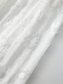 GlowEve 女款拼色對比網紗下擺短袖單排扣休閒牛仔洋裝 - 藍色 - 查看 3