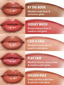 SHEGLAM Lip Rules Liner & Gloss Pen-Play Fair 二合一保濕液體唇膏露珠高色素唇線筆唇部組合保濕減少唇部細紋唇部彩妝 - Play Fair - 查看 5