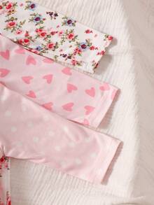 SHEIN 新生兒單排扣圓領長袖連身衣 - 粉色 - 查看 5