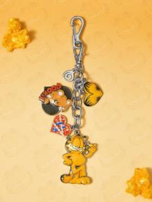 GARFIELD | SHEIN 新款創意卡通可愛貓咪鑰匙圈 1個，IP聯名設計，可愛個性化，簡約大方，亦可作為配件使用，適合各種派對、演唱會、節慶，精美禮物 - 白金 - 查看 1