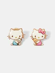 HELLO KITTY AND FRIENDS | SHEIN A Pair Of New Creative Multi-Color Cartoon Animal Pattern Printing Brooches, IP Joint Design, Cute Personalized, Simple And Generous, Can Also Be Used - Multicolor - View 7