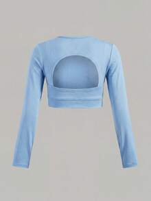 SHEIN 2pcs/Set Young Girl Sports Casual Top And Pants - Blue - View 4