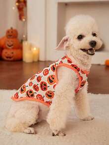 PETSIN 1pc Pumpkin Printing Pet Dog/Cat Breathable Vest For Halloween - Multicolor - View 7