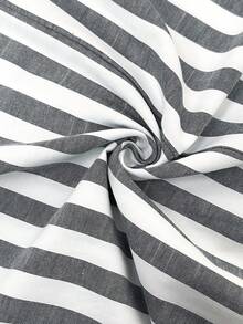 Weeklong Plus Size Women's Striped Casual Daily Wear Spaghetti Strap Dress - Grey - View 5