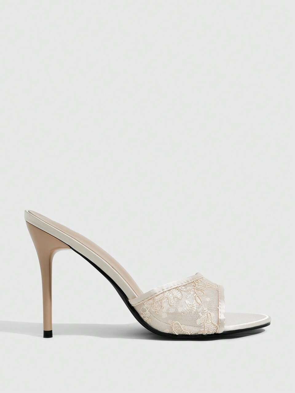 CUCCOO SZL Elegant Women's Heeled Sandals With Open Toe Lace Detail Stiletto Heels In Nude