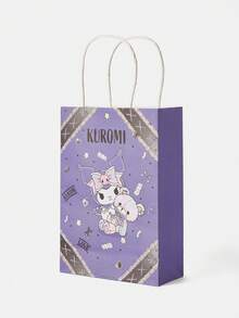 HELLO KITTY AND FRIENDS | SHEIN 3 Buah Tas Kado Bergambar Setan Kecil Kartun Lucu Warna Ungu, Tas Kemasan Kado Portabel dari Kertas. - MultiWarna - View 3