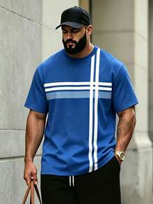 Manfinity Joysei Duck Pattern Print Design On Abdominal Muscles, Men's Fashionable Summer Casual Sportswear, Men's Top - Blue and White - View 3