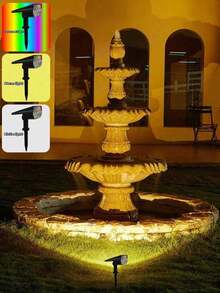 Solar-Powered Outdoor 7-Led Spotlights For Tree & Landscape, Waterproof Ip65 Dual Use Spotlight, Suitable For Courtyard, Landscape, Statue, Fountain, Lawn, Garden, Outdoor Ultra-Bright Landscape Lawn Light,  Halloween Christmas Thanksgiving Gift - black - View 3