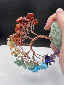 1pc Natural 7 Chakra Crystal Tree – Healing Gemstone Bonsai With Agate Base, Feng Shui Money Tree For Home Office Decor, Wealth Luck Gift For Birthday Graduation - multicolor - View 2
