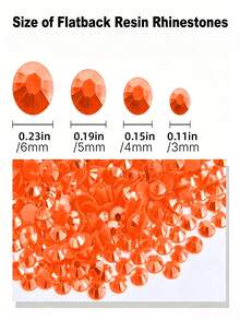 2000 piezas de 3-6mm Piedras de imitación de resina planas naranjas, gemas de gelatina redondas para hacer accesorios, zapatos, ropa, cosméticos, bolsos, decoración - Naranja - Ver 4