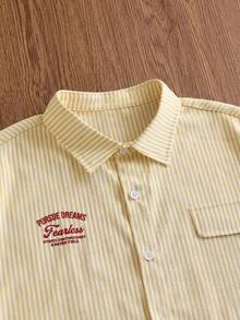 ESTAVOR Men's Striped Print Shirt - Yellow - View 5