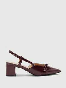 CUCCOO BIZCHIC Ladies Commute Elegant And Comfortable Pointed Thick Heel Back Strap High Heel Shoes - Burgundy - View 3