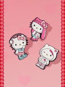 HELLO KITTY AND FRIENDS | SHEIN 3件裝卡通軟琺瑯胸針 - 彩色 - 查看 8