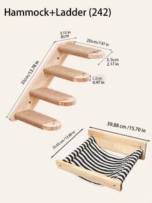 1Pc Of Cat Wall Shelf And Perch For Sleeping, Playing, Climbing And Resting, Cat Ladder Steps, Modern Cat Hammock And Furniture Suitable For Large Cats Or Kittens - Apricot - View 3