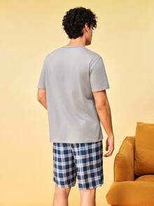SHEIN Thin Short Sleeve Men's Casual Minimalist Loungewear Set - Grey - View 2