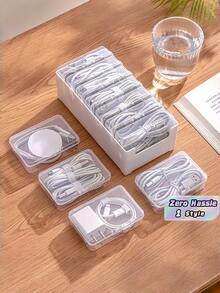 8pcs Multifunctional Cable Organizer Storage Box Set (1 Large Outer Box + 7 Small Inner Cases) Desktop Cord Management Winder Holder For Charging Cables Phone Chargers Home Office Desktop Organization - Multicolor - View 1