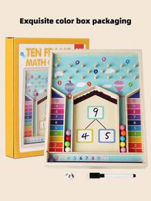 MINKOJA Permainan Matematika Penguraian Angka Bingkai Sepuluh Kayu, Mainan Edukasi Berhitung Dini untuk Anak-Anak dengan Manik-manik, Dadu & Pena yang Dapat Dihapus, Belajar Penjumlahan dan Pengurangan Angka dalam Batas 10, Hadiah Pembelajaran Montessori untuk Balita Usia 3+ - MultiWarna - View 6