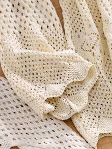 GlowEve CURVE Cardigan tricoté ajouré pour femmes, style décontracté de vacances - Nude - Voir 5