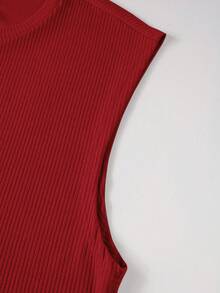 Manfinity Homme Conjunto de 2 piezas de top de cuello redondo y pantalones largos de unicolor para hombre, casual para uso diario - Rojo - Ver 7