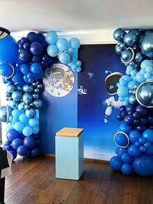 MINKOJA 30/40/53 Peças Balões de Látex Azul Metálico, Azul Pérola, Azul Marinho, Balões de Látex com Confete Conjunto para Decorações de Festa de Aniversário, Casamento, Formatura, Volta às Aulas, Dia dos Namorados, Aniversário - Style C - Visão 4