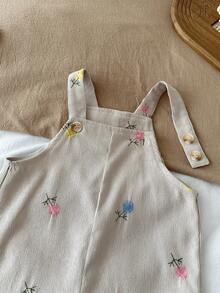 LMoss Kids 女嬰編織刺繡吊帶休閒連身褲 - 彩色 - 查看 4