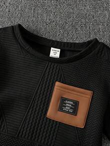 SHEIN Young Boy Autumn/Winter Casual Sweatshirt & Sweatpants Set - Multicolor - View 5