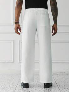 HUEFORM Men's Old Money Minimalist Mature Style White Straight  Fit Pants, .Wrinkle-Resistant Fabric, Easy To Care For-A Must-Have Item.Suitable For Everyday - White - View 2