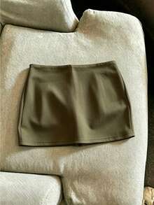 SHEIN Franclia 女款素色休閒百搭日常裙褲 - 軍綠色 - 查看 2
